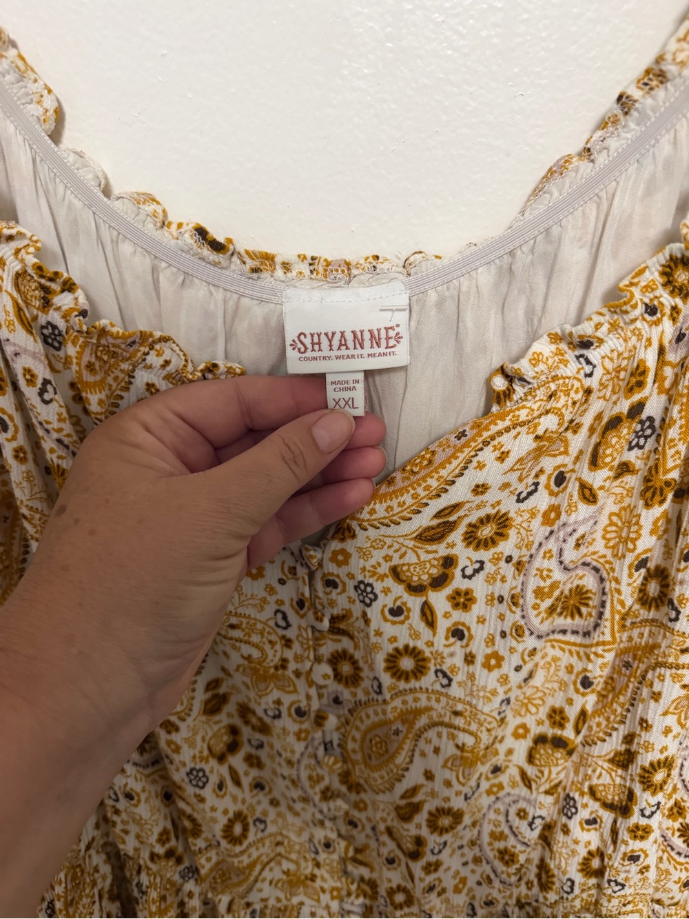 Shyanne Yellow Paisley Ruffle-Trim dress
